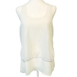 Banana Republic Blouse White Size Small Petite Sleeveless Tank Exposed‎ Zipper